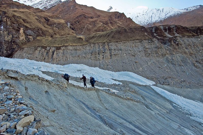 Crossing the Chonbarden Glacier
